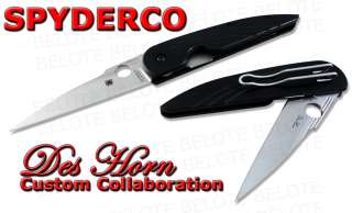 Spyderco Des Horn Custom Collaboration Plain Edge S30V Folder C153GP 