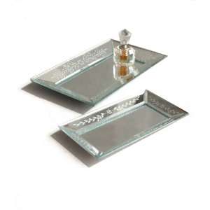   Company Exquisite? Etched Glass Mirror Trays, Set of 2: Home & Kitchen