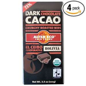 Alter Eco Dark Cacao 73% Chocolate Bar, 3.5 Ounce Bars (Pack of 4 
