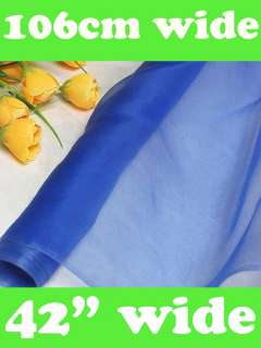 100% Pure Silk Organza Fabric Royal Blue Yardage  
