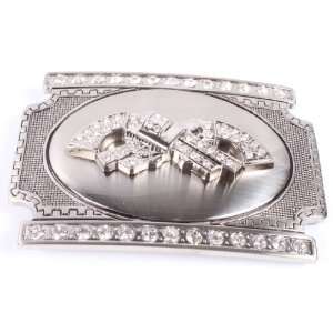    Iced Out Double Gun Silver Belt Buckle One Size: Everything Else