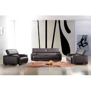  Vig Furniture Bella Italia Leather 171 Sofa Set In Black 