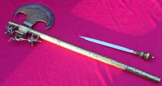 Antique Indian 19 century Tabar Battle Axe with dagger  