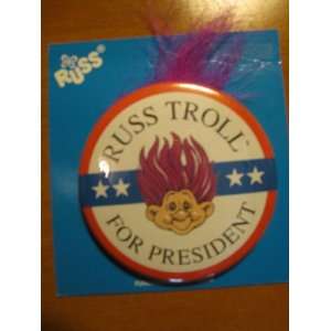 Russ Troll For President Button with Purple Hair