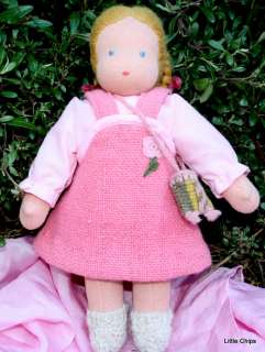 WALDORF STEINER HANDMADE MEDIUM SIZE GIRL DOLL + BOOK  