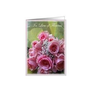  Sympathy, In Lieu of Flowers Pink Roses Card Health 