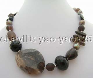Beautiful Pearl&Onyx&Agate&Crystal Necklace  