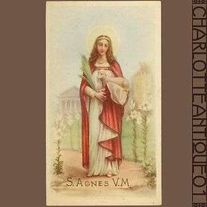 Agnes of Rome vintage Holy card  