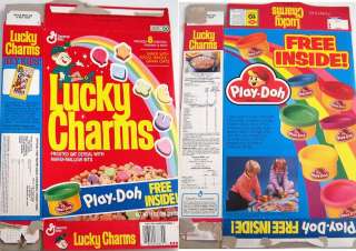 1991 Lucky Charms Play Doh offer Cereal Box vvv67  