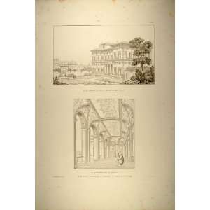  1860 Engraving Villa Farnesina Farnese Garden Vestibule 