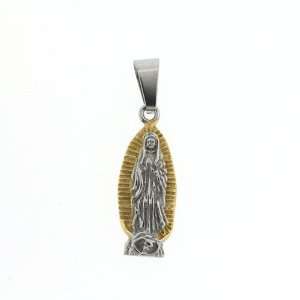  Stainless Steel 2 Tone Virgin Mary Protection Amulet 