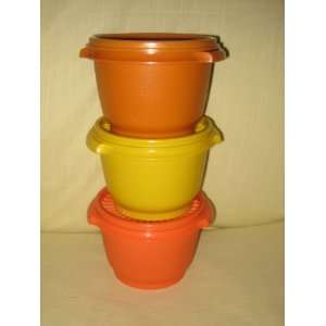 Vintage Tupperware 6 Piece Servalier 5 x 3 1/2 Inch Bowl Set   Orange 