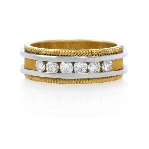    Diamond Antique Style Platinum and 18k Yellow Gold Ring: Jewelry
