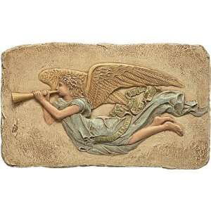 Archangel Gabriel Sounding Trumpet Wall Relief, Color   Small   A 
