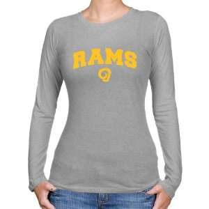 NCAA Angelo State Rams Ladies Ash Logo Arch Long Sleeve Slim Fit T 