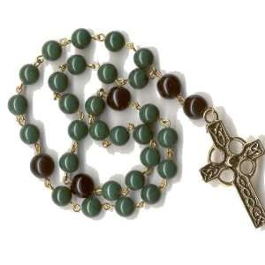 Anglican Prayer Beads, Rosary   Green Mountain Jade/Black Czech Glass 