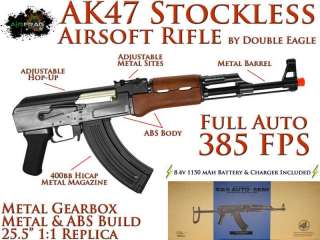   M900D AK47 Stockless Metal and ABS Electric Airsoft Rifle 385 FPS