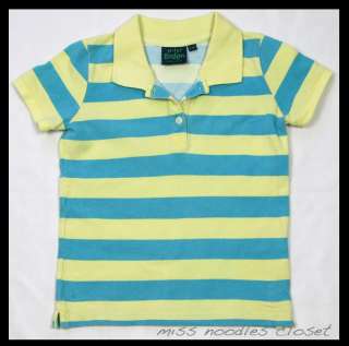 Girls MINI BODEN Stripe Blue Yellow Polo Shirt 5 6 5 6Y  