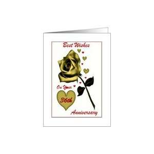  Wedding Anniversary ~ Year Specific 36th ~ Gold Rose 