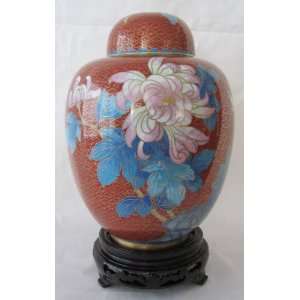  8 Beijing Cloisonne Cremation Urn China Style Red w 