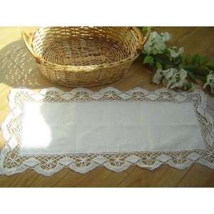  Vintage Handmade Bobbin Lace and Embroidery White Table 