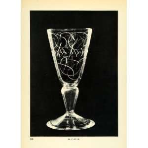  1939 Print Antique 1660 Engraved Glass Goblet Scroll 