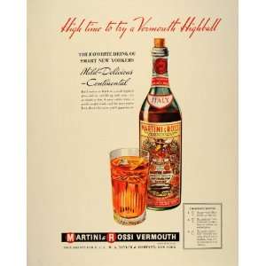  1939 Ad Martini & Rossi Vermouth Highball Cocktail 