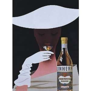VERMOUTH BIANCO LINHERR DRINK WOMAN ITALY ITALIA VINTAGE POSTER CANVAS 