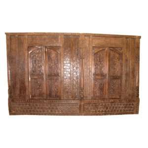  Rare Rustic Hand Carved Antique Wall Panel Teak 18c India 