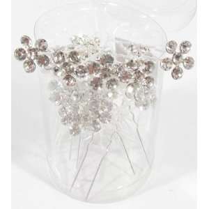 Costume Jewelry hair pins all crystal flower