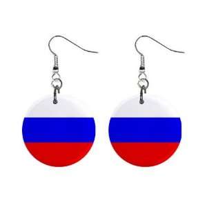 Russia Flag Button Earrings