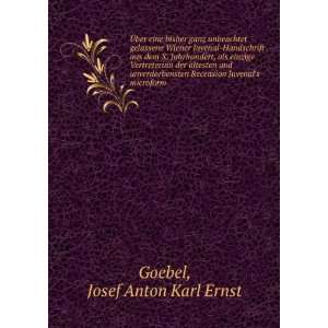   Recension Juvenals microform Josef Anton Karl Ernst Goebel Books