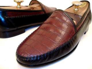 Bally Mens Crocodile Alligator ? Dress Shoes Loafers Two Tone Black 