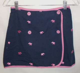 LILLY PULITZER Girls Reversible Navy Elephant Ladybug Skirt 12  