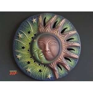   Folk Wall Art Delicatley Hand Painted Green/Purple [Hand Made Pottery