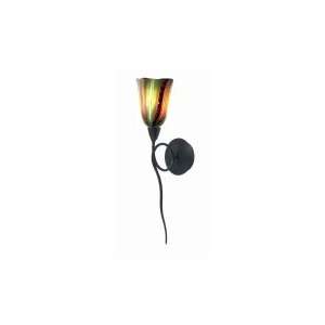   Light Wall Sconce in Black Matte with Green glass