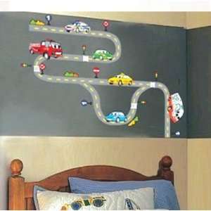 Design Cool Car Track and Road Map Wall Sticker Decal for Baby Nursery 