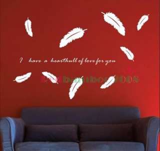   various colors) Feather Decor Mural Art Wall Sticker Decal Y369  