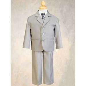  Toddler 5 Piece Suit with Vest and Tie   Lt Gray Baby