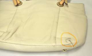   Jet Set Vanilla Genuine Leather Top Zip Tote Handbag Shopper USED