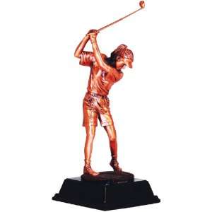  12 Female Golfer Stance Statue   Copper Finish