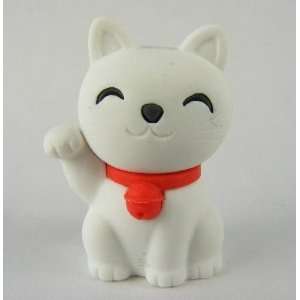  Maneke White Cat Japanese Erasers. 2 Pack Toys & Games