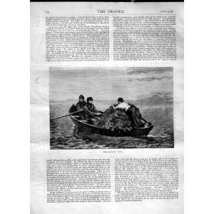  1870 BRACKEN BOAT SEA MEN ROWING LADIE ANTIQUE PRINT: Home 