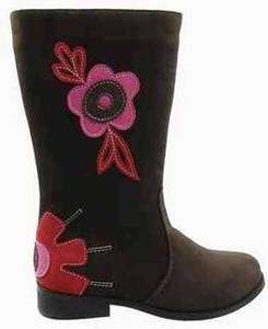 New LAmour Girls A780 Suede Brown Flower Boots  