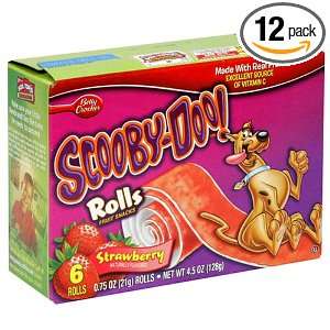 Fruit By The Foot, Scooby Doo Strawberry Rolls, Case of 12 4.5 Ounce 