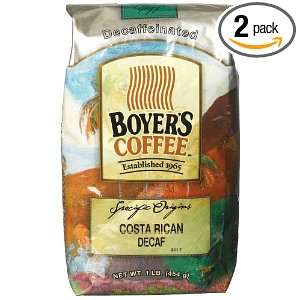Boyers Coffee Costa Rican Decaf, 16 Ounce Bags (Pack of 2)  