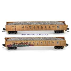 MicroTrains Special edition Weathered Milwaukee Road Gondola w/Gravel 