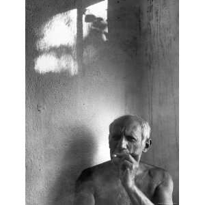  Pablo Picasso, Bare Chested and Smoking Cigarette 