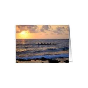  Outrigger Canoe at Sunset, Kona, Hawaii Card Health 