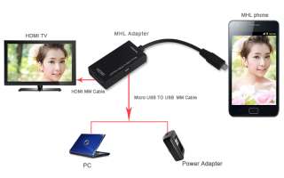 New Black MHL To Micro USB Female & HDMI Female Adapter For HTC 